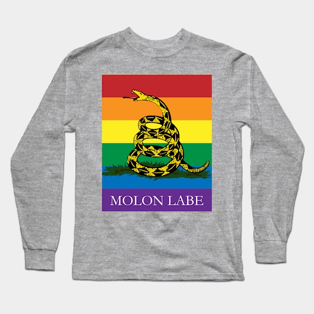 Molon Labe Rainbow Gadsden Long Sleeve T-Shirt by Operation Blazing Sword